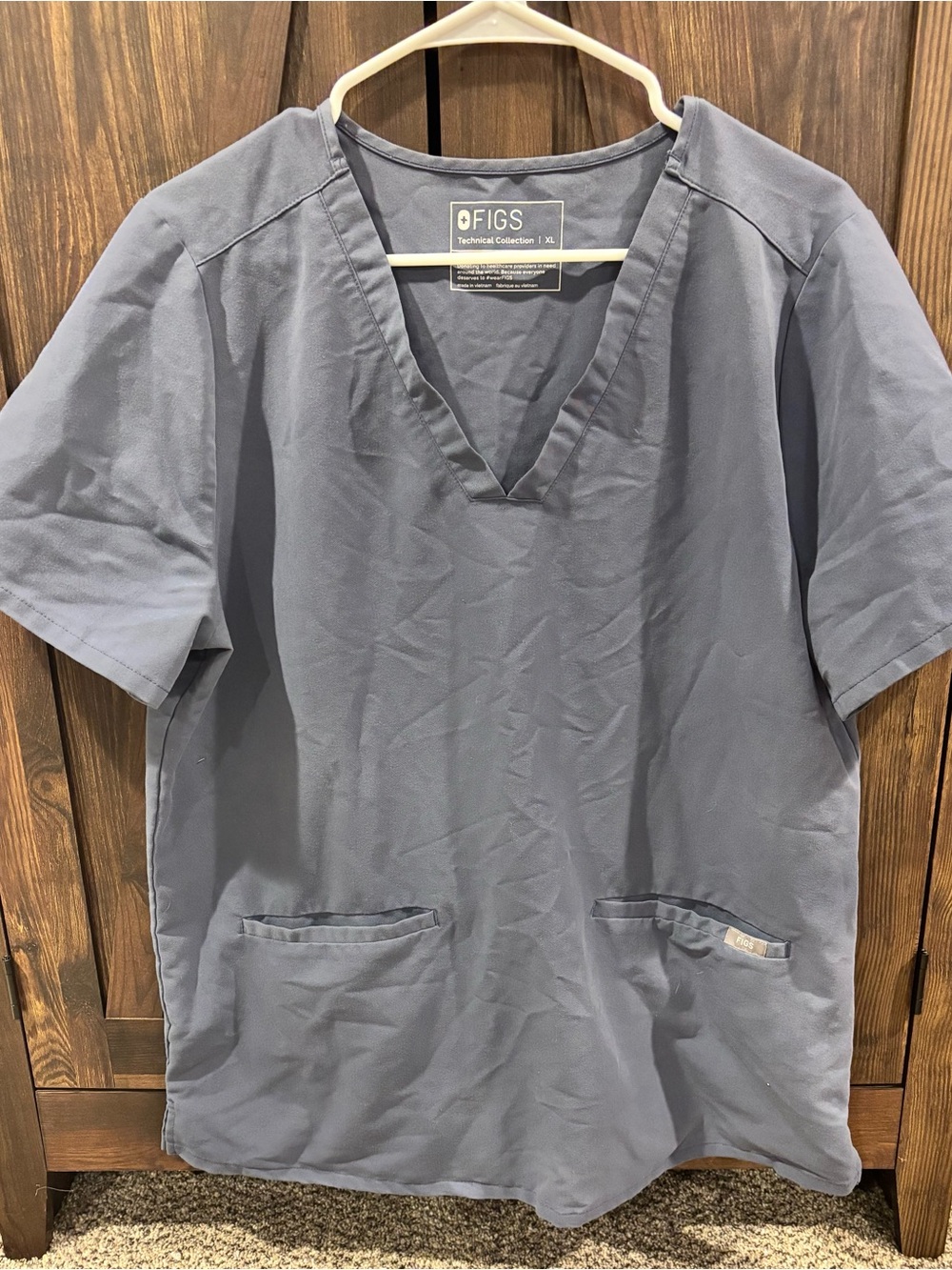 FIGS women’s V-Neck Scrub Top in Slate Blue with matching bottoms!